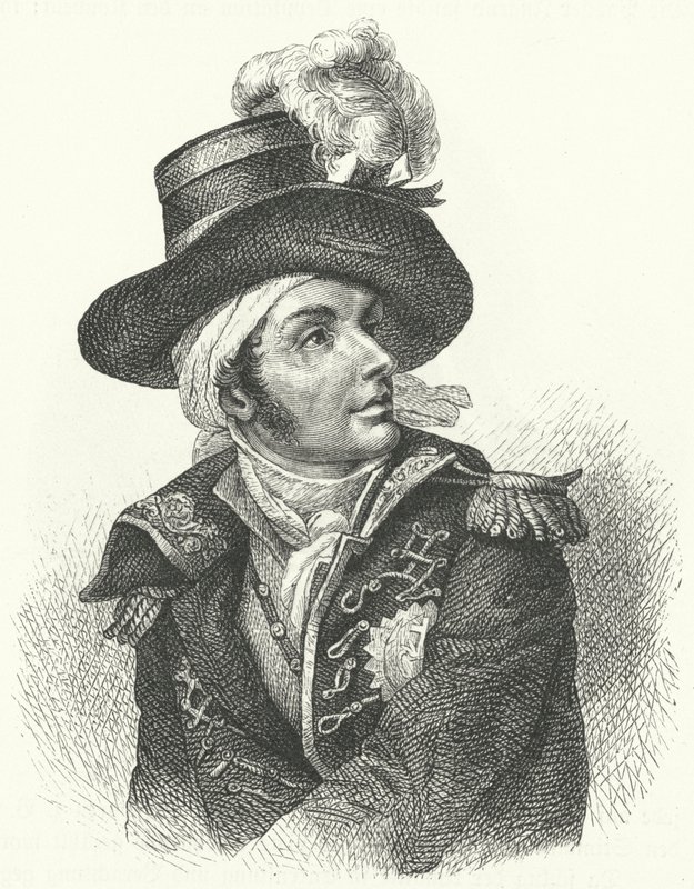 Francois de Charette , fransk royalistsoldat og politiker som var en av lederne for Vendee-opprøret mot det franske revolusjonsregimet (gravering) av German School