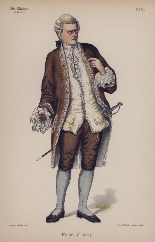 Franz, fra Die Rauber (Røverne) av Friedrich Schiller (farge litho) av German School