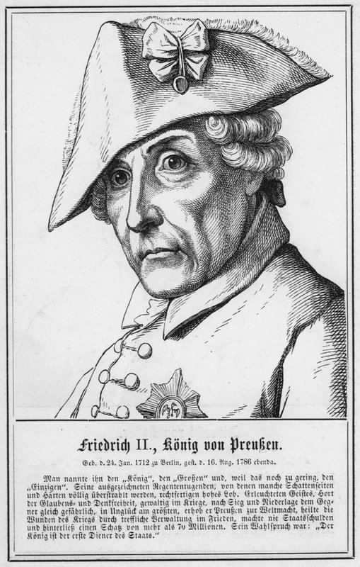 Friedrich II, Konig von Preuben (gravering) av German School