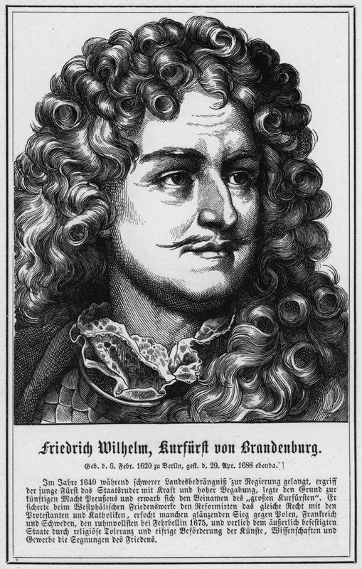 Friedrich Wilhelm, kurfyrst av Brandenburg (gravering) av German School