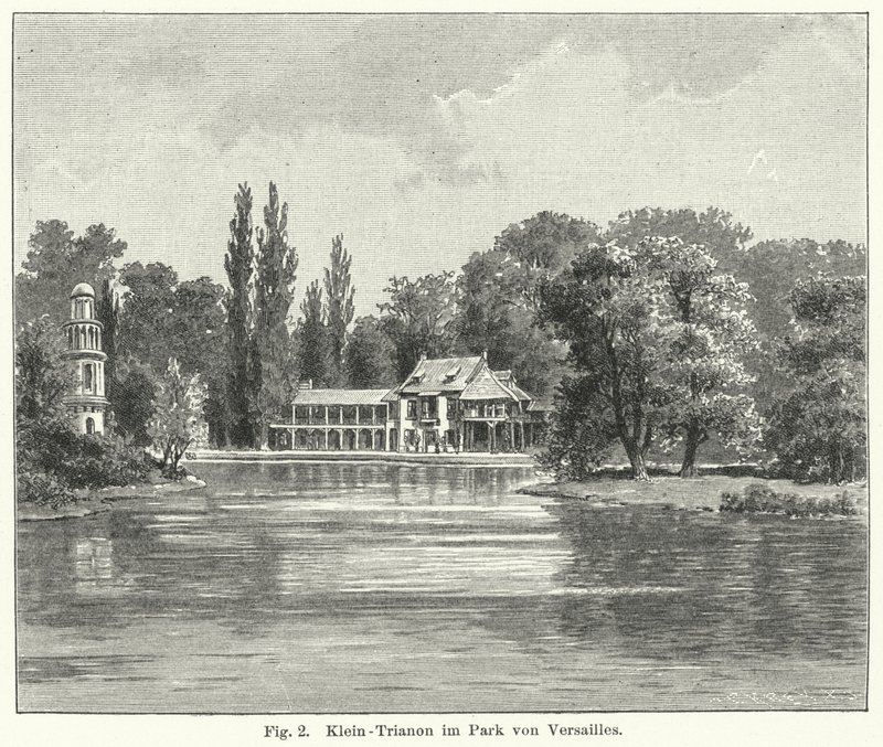 Hagedesign: Petit Trianon, Versailles, Frankrike (gravering) av German School