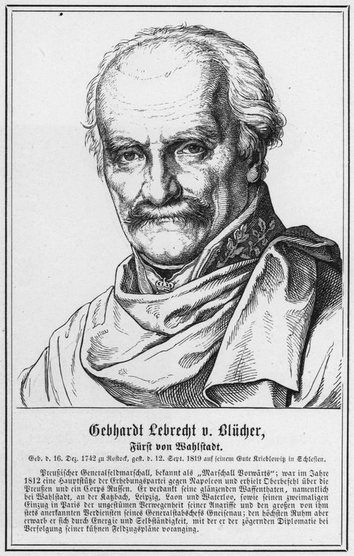 Gebhardt Lebrecht von Blucher, prins av Wahlstadt (gravering) av German School
