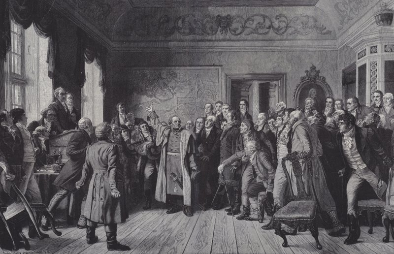 General Yorcks tale til Estates of East Preussen i Königsberg, 5. februar 1813 av German School