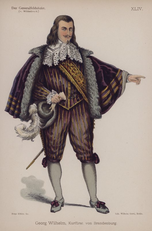 Georg Wilhelm, hertug av Brandenburg, fra Der Generalfeldoberst av Ernst von Wildenbruch (farge litho) av German School