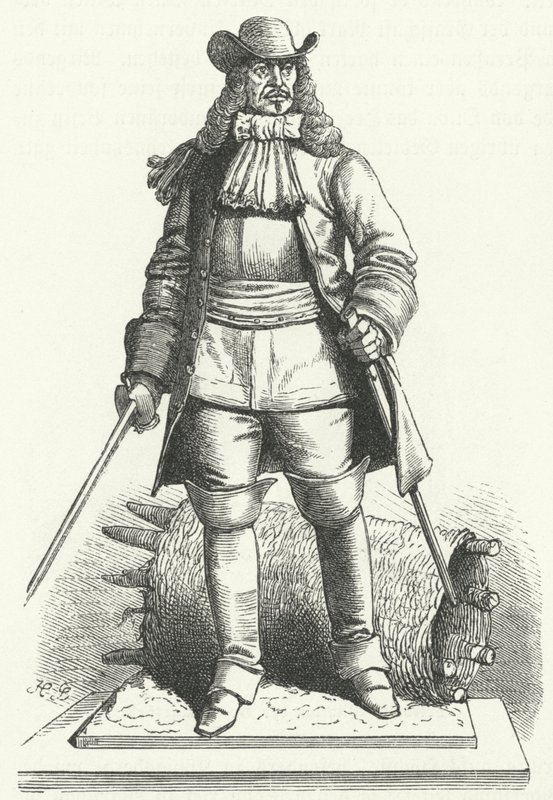 Georg von Derfflinger , tysk feltmarskalk i hæren til Brandenburg-Preussen (gravering) av German School