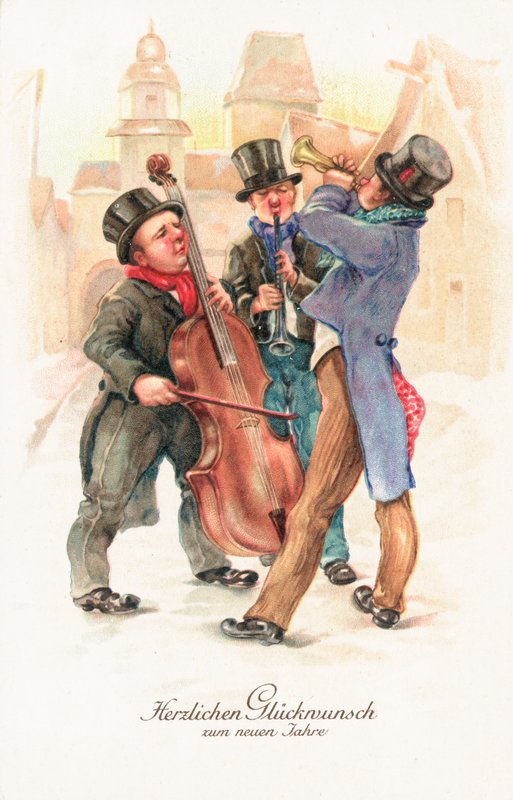 Tysk nyttårskort (farge litho) av German School