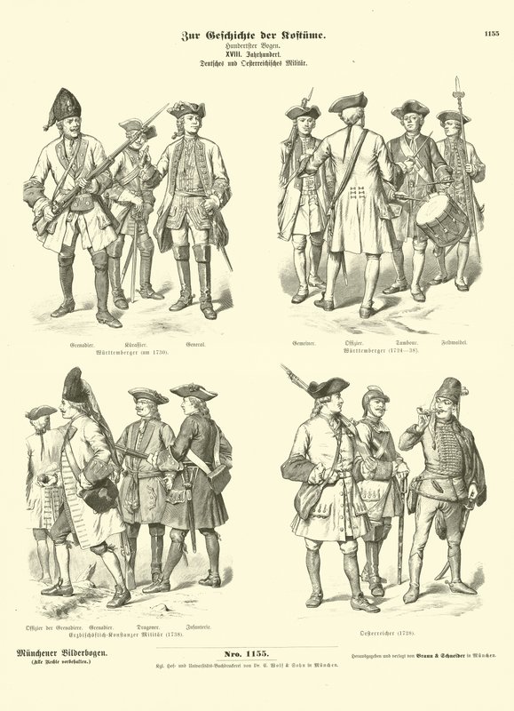 Tyske og østerrikske militæruniformer, 1700-tallet av German School