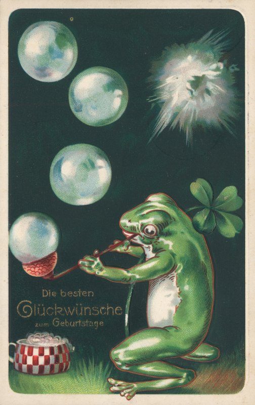 Tysk bursdagskort (farge litho) av German School
