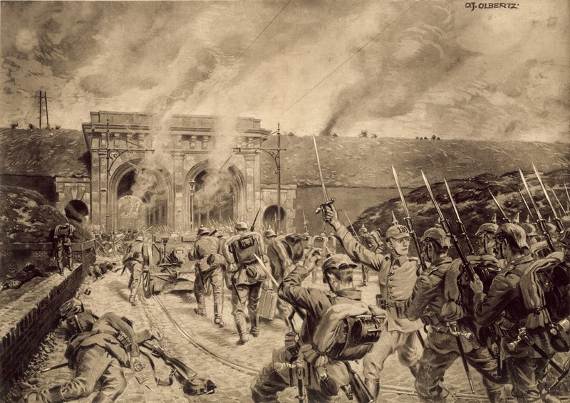 Tyske tropper angriper Porte du Douai i Lille 12. oktober 1914 av German School