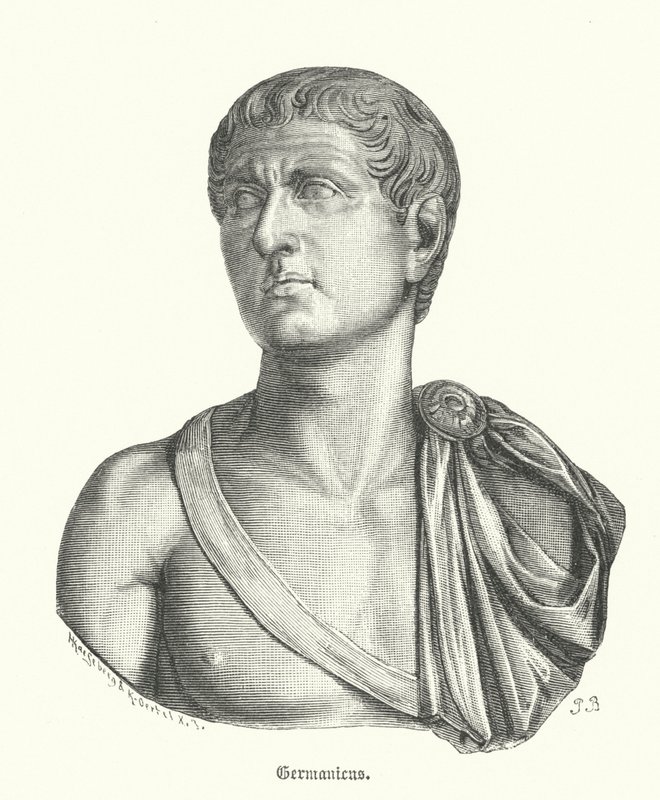 Germanicus , romersk general og far til keiser Caligula (gravering) av German School