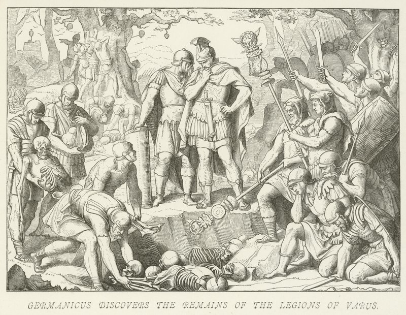 Germanicus oppdager restene av Legions of Varus av German School