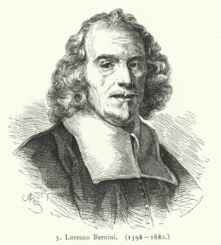 Gian Lorenzo Bernini , italiensk barokkskulptør og arkitekt (gravering) av German School