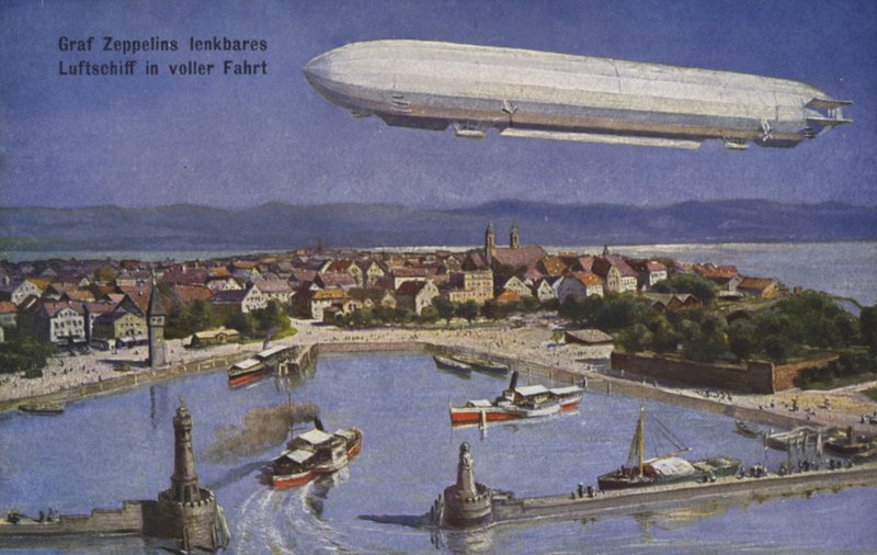 Graf Ferdinand von Zeppelins luftskip på flukt av German School