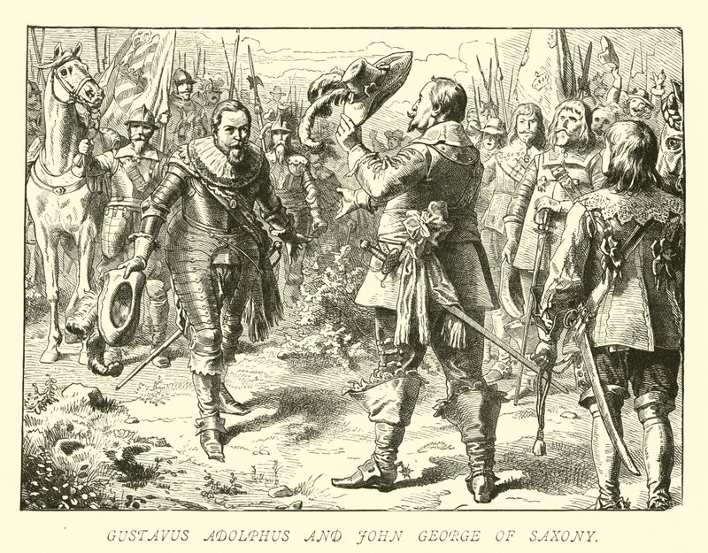 Gustavus Adolphus og John George av Sachsen av German School