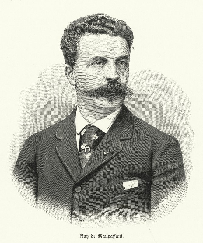 Guy de Maupassant , fransk novelleforfatter (litho) av German School