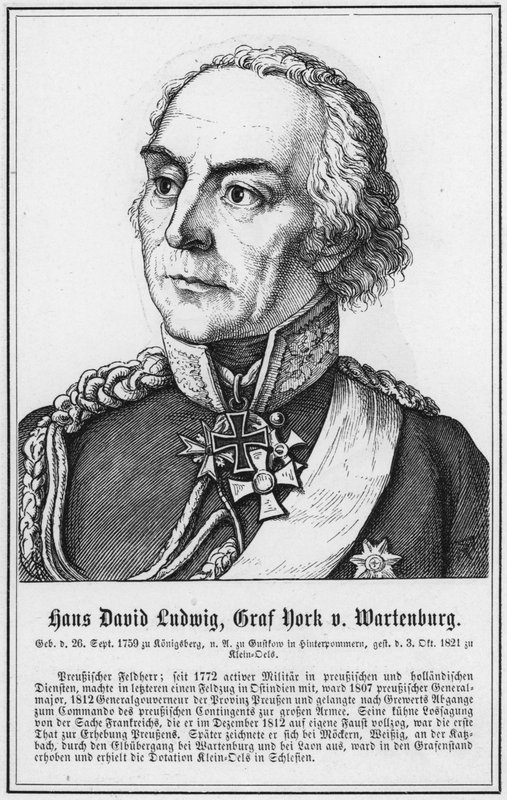 Hans David Ludwig, grev York mot Wartenburg (gravering) av German School