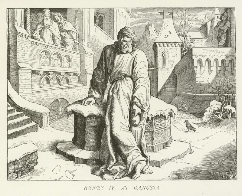 Henry IV på Canossa av German School