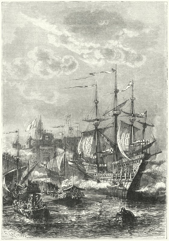 Henry VIII og den engelske flåten lander ved Calais av German School