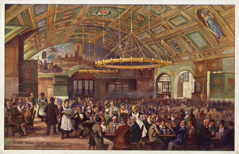 Hofbrauhaus, München (fargelitografi) av German School