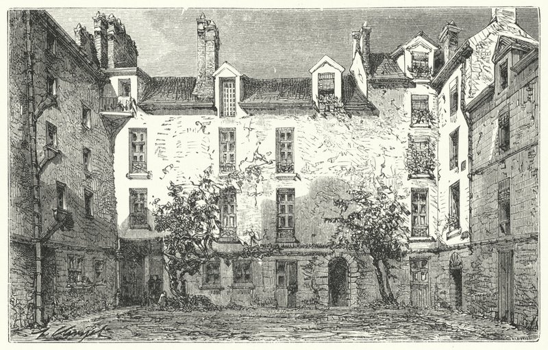 Hjemmet til den franske dramatikeren Jean Racine på Rue du Marais i Paris (gravering) av German School