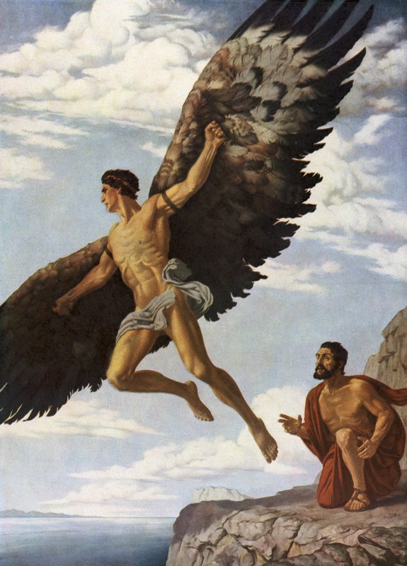 Icarus (farge litho) av German School