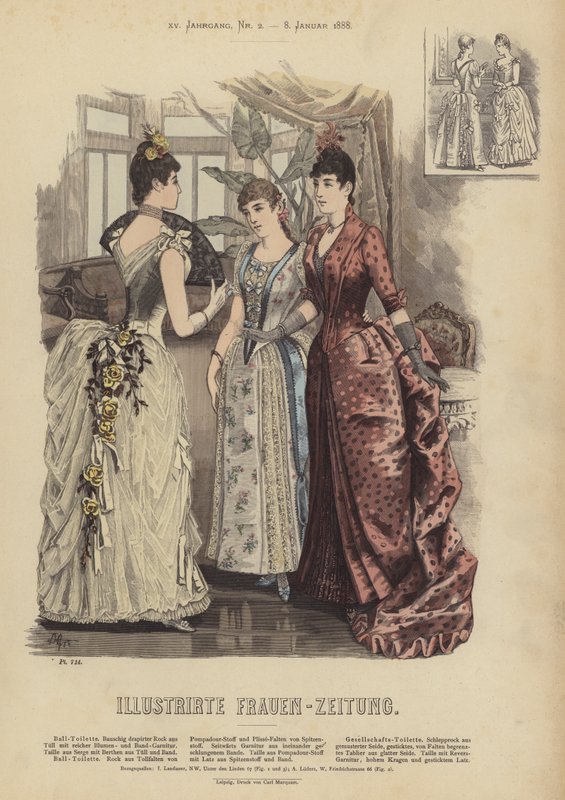 Illustrasjon for Illustrirte Frauen-Zeitung (farge litho) av German School
