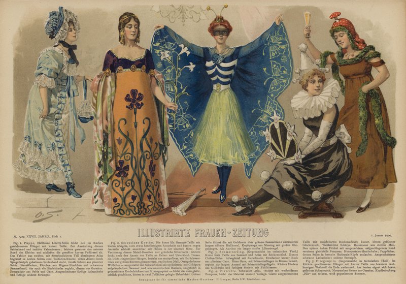 Illustrasjon for Illustrirte Frauen-Zeitung (farge litho) av German School
