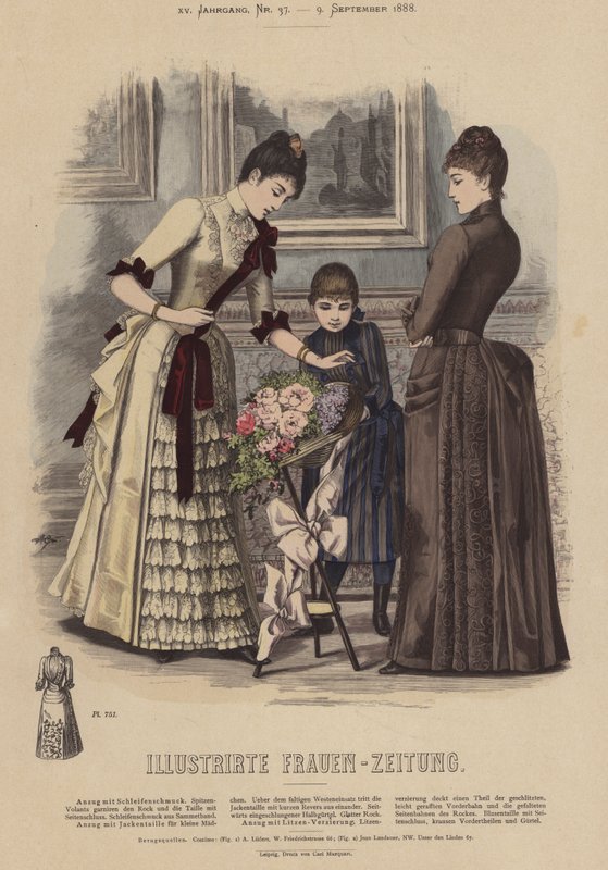 Illustrasjon for Illustrirte Frauen-Zeitung (farge litho) av German School