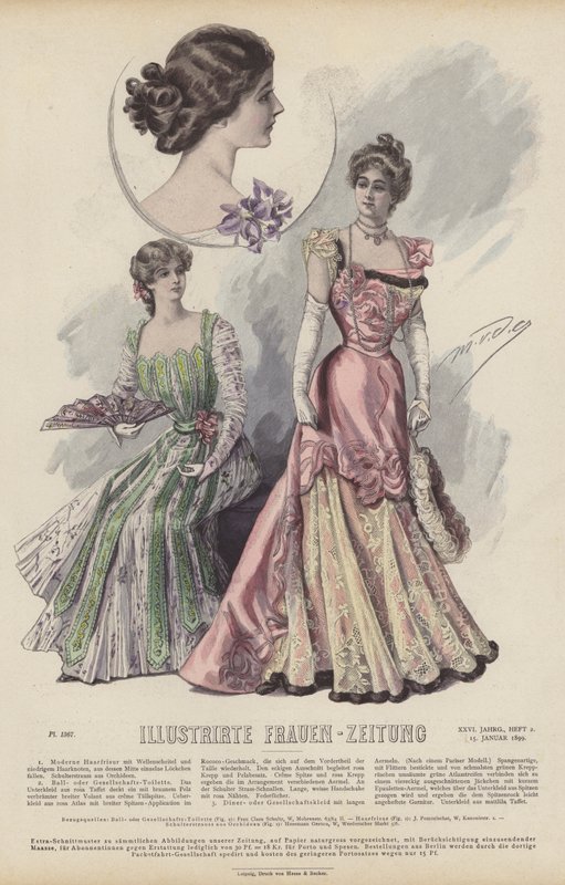 Illustrasjon for Illustrirte Frauen-Zeitung (farge litho) av German School