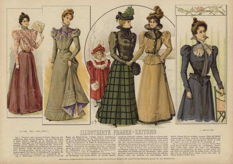 Illustrasjon for Illustrirte Frauen-Zeitung (farge litho) av German School