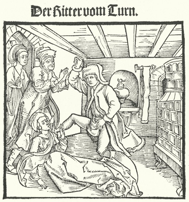 Illustrasjon fra The Book of the Knight of the Tower av Geoffroy IV de la Tour Landry (gravering) av German School
