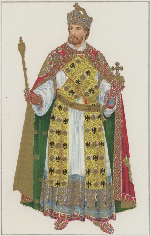 Imperial regalia av de hellige romerske keisere (farge litho) av German School