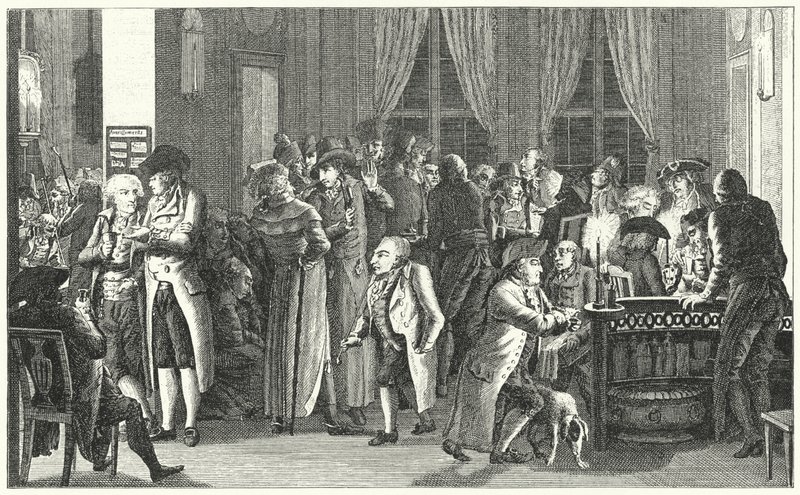 Interiør i Richters kaffehus i Leipzig, c1800 (gravering) av German School