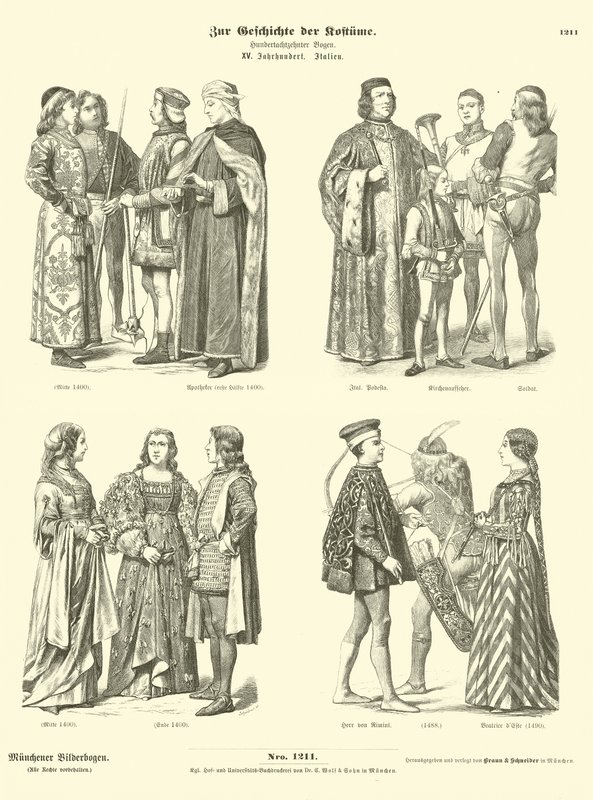 Italienske kostymer, 1400-tallet av German School