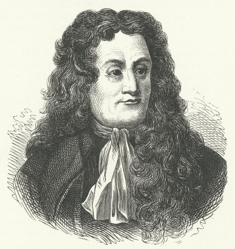 Jean de la Fontaine , fransk fabulist (gravering) av German School