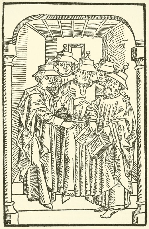 Jøder studerer i en synagoge av German School