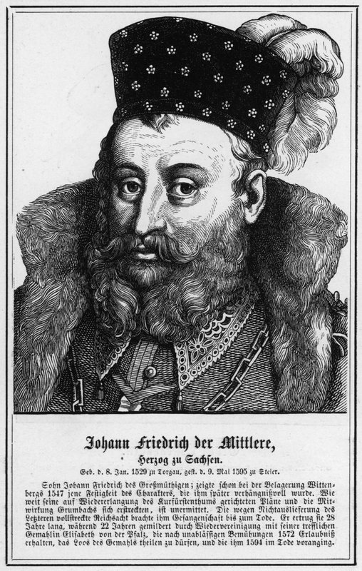 Johann Friedrich den midterste, hertug av Sachsen (gravering) av German School