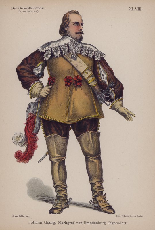 Johann Georg, markgreve av Brandenburg-Jagerndorf (1577-1624), fra Der Generalfeldoberst av Ernst von Wildenbruch (farge litho) av German School