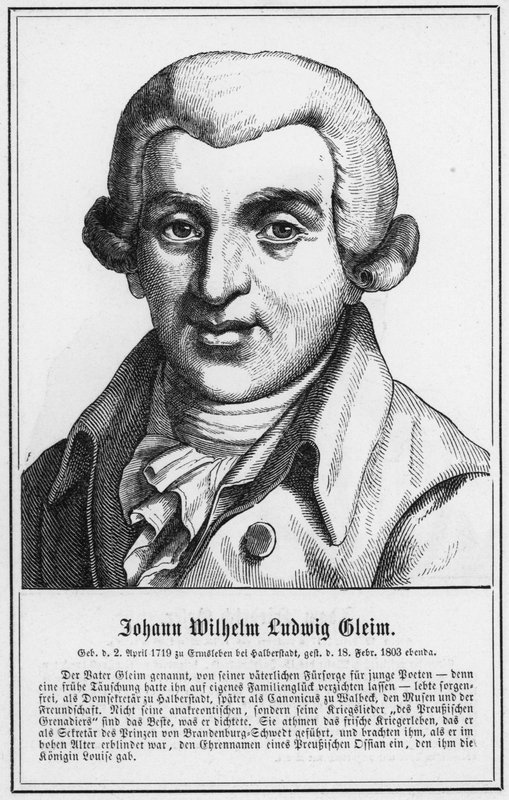 Johann Wilhelm Ludwig Gleim (gravering) av German School