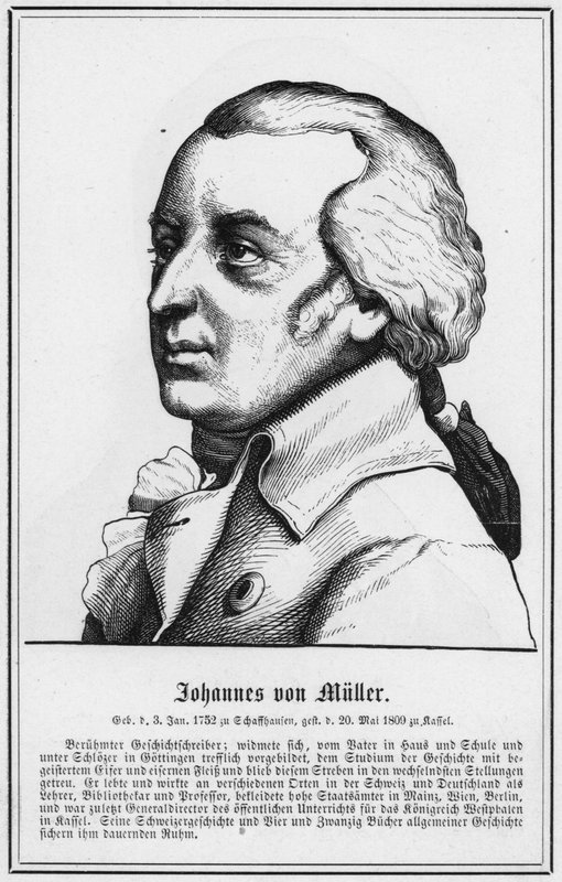 Johannes von Muller (gravering) av German School
