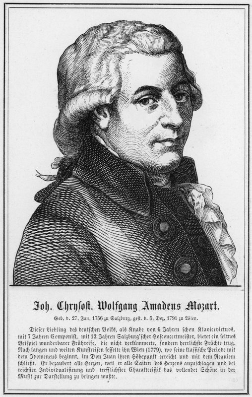 John Chrysostom Wolfgang Amadeus Mozart (gravering) av German School