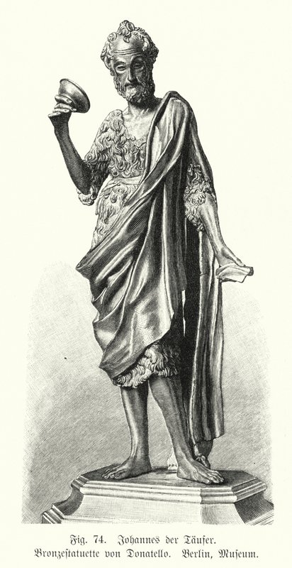 Johannes døperen, bronsestatue av Donatello (gravering) av German School