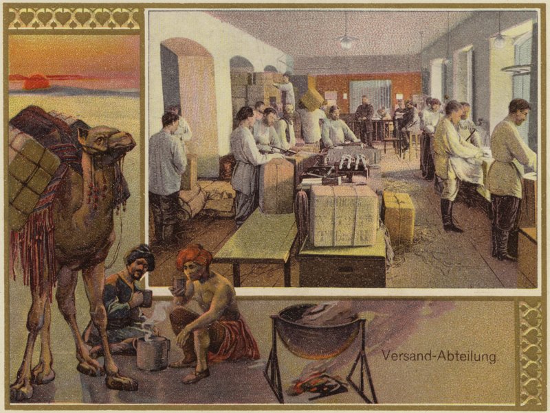 Reklame for brødrene K og S Popov (fargelitografi) av German School