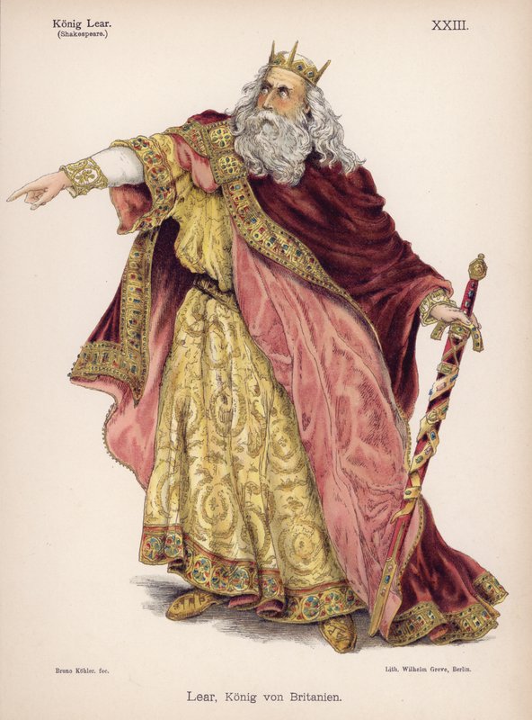 Lear, King of Britain, fra Shakespeares King Lear (farge litho) av German School