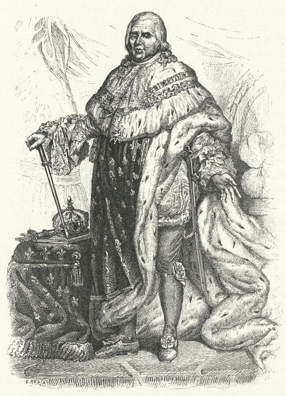 Louis XVIII, konge av Frankrike (gravering) av German School