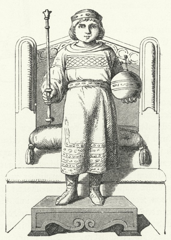 Louis the Child, siste karolingiske konge av Øst-Frankrike (gravering) av German School