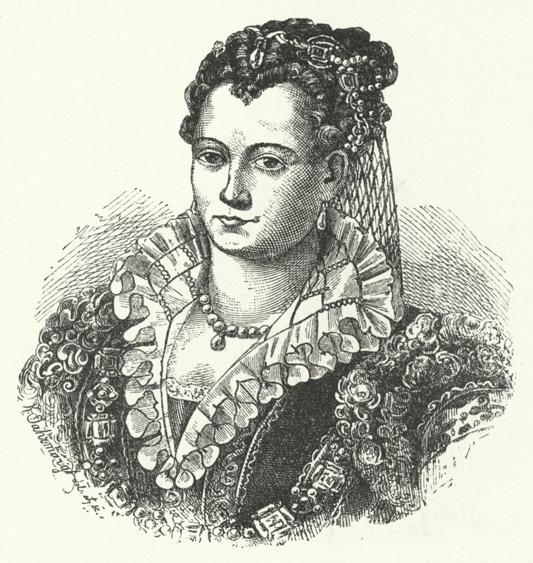 Lucrezia Borgia, hertuginnekonsort av Ferrara, Modena og Reggio (gravering) av German School
