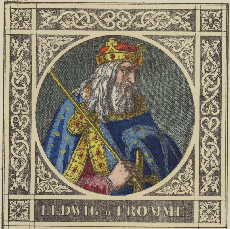 Ludwig D Fromme, 814-840 (farget gravering) av German School