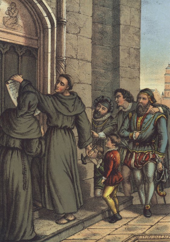Luther spikrer sine 95 teser på døren til All Saints