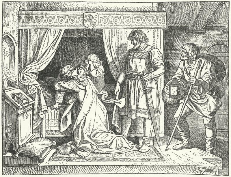 Margaret av Sicilia, datter av den hellige romerske keiser Frederick II, forlot sønnene sine etter å ha oppdaget utroskapen til mannen hennes, Albert den degenererte, markgreve av Meissen av German School